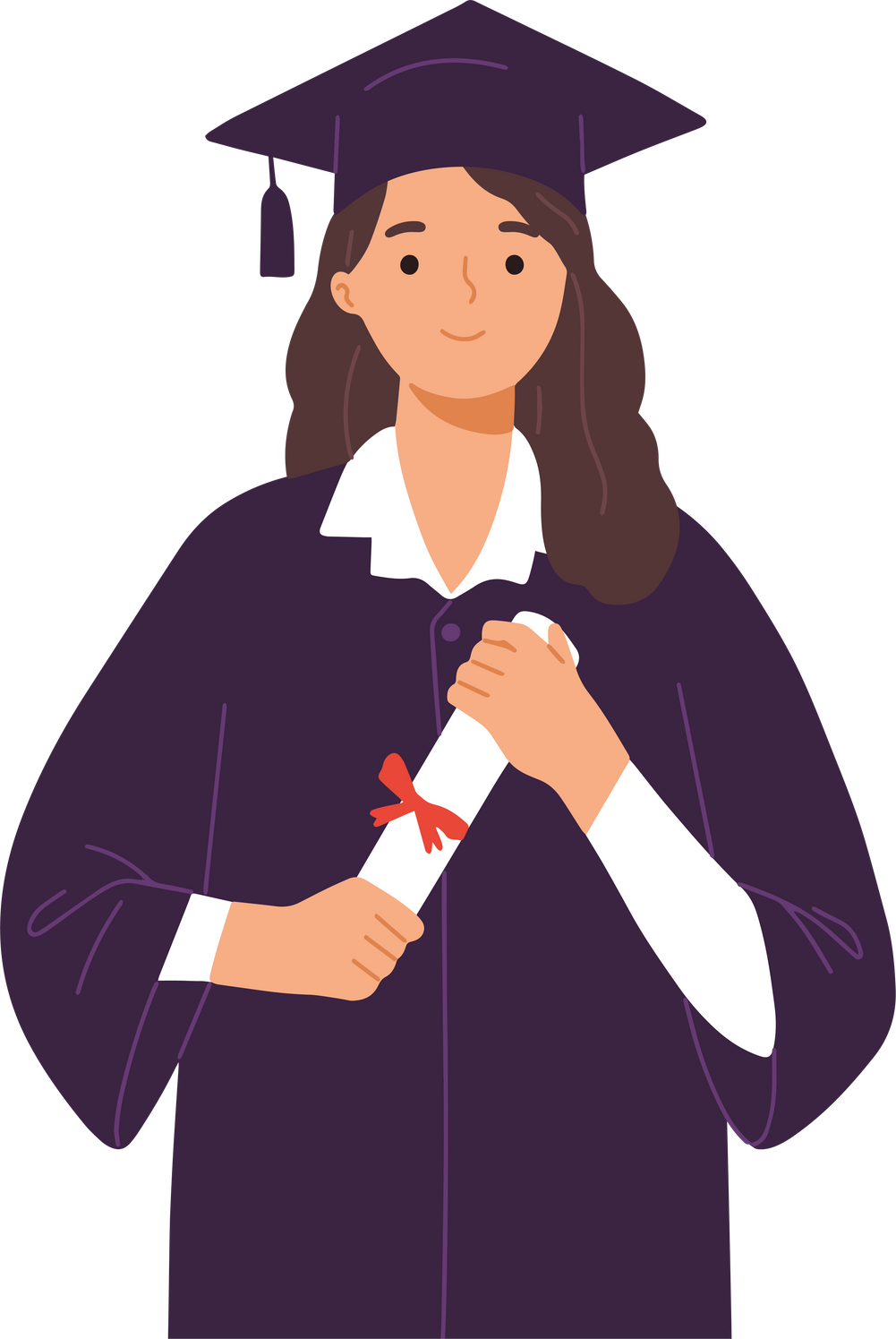 Women Student Wearing Gown on Graduation Diploma College