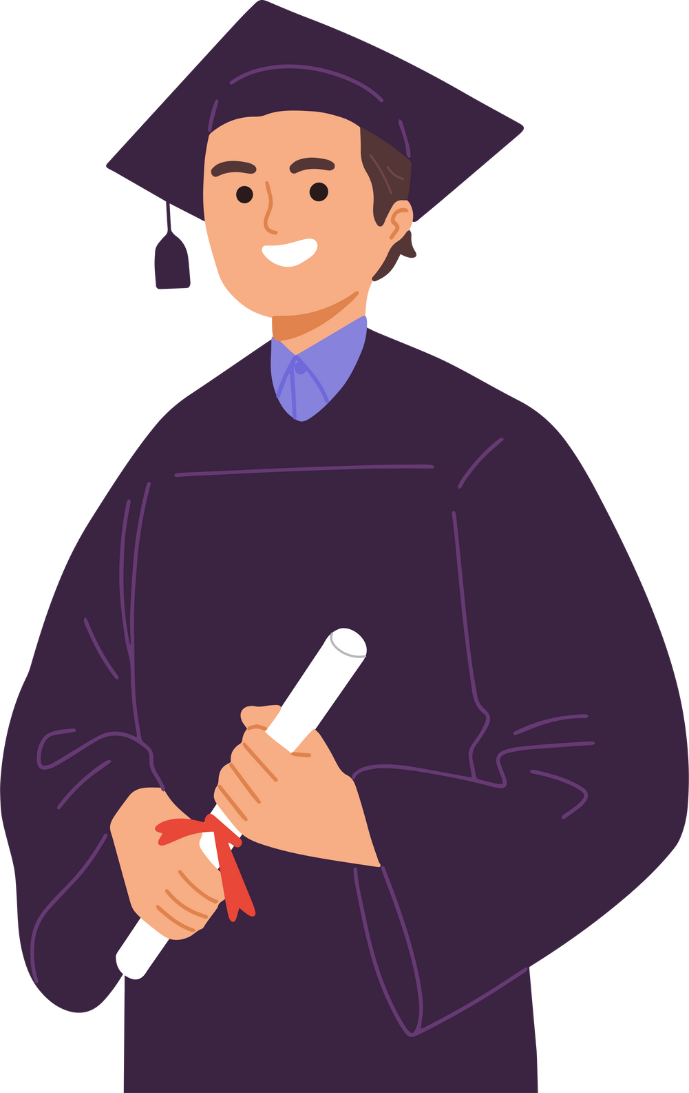 happy man wearing gown on graduation day diploma